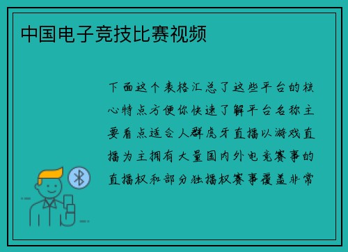 中国电子竞技比赛视频